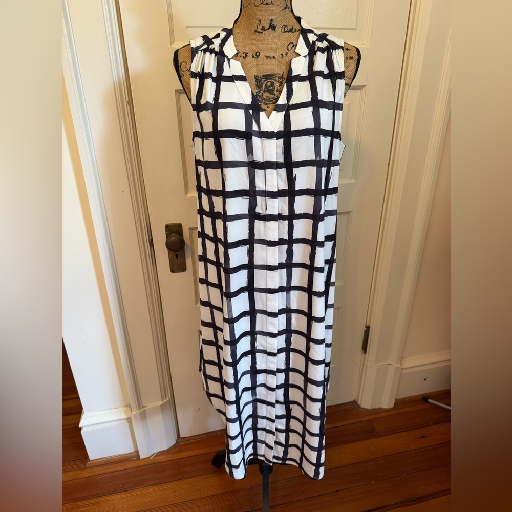 CROSBY by Mollie Burch Black and White Button Front Maxi Sundress size M